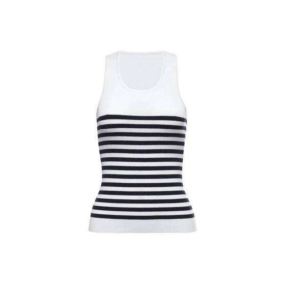 NEW LE SUPERBE women's tanks a lot stripe tank top in white/navy - Picture 2 of 3